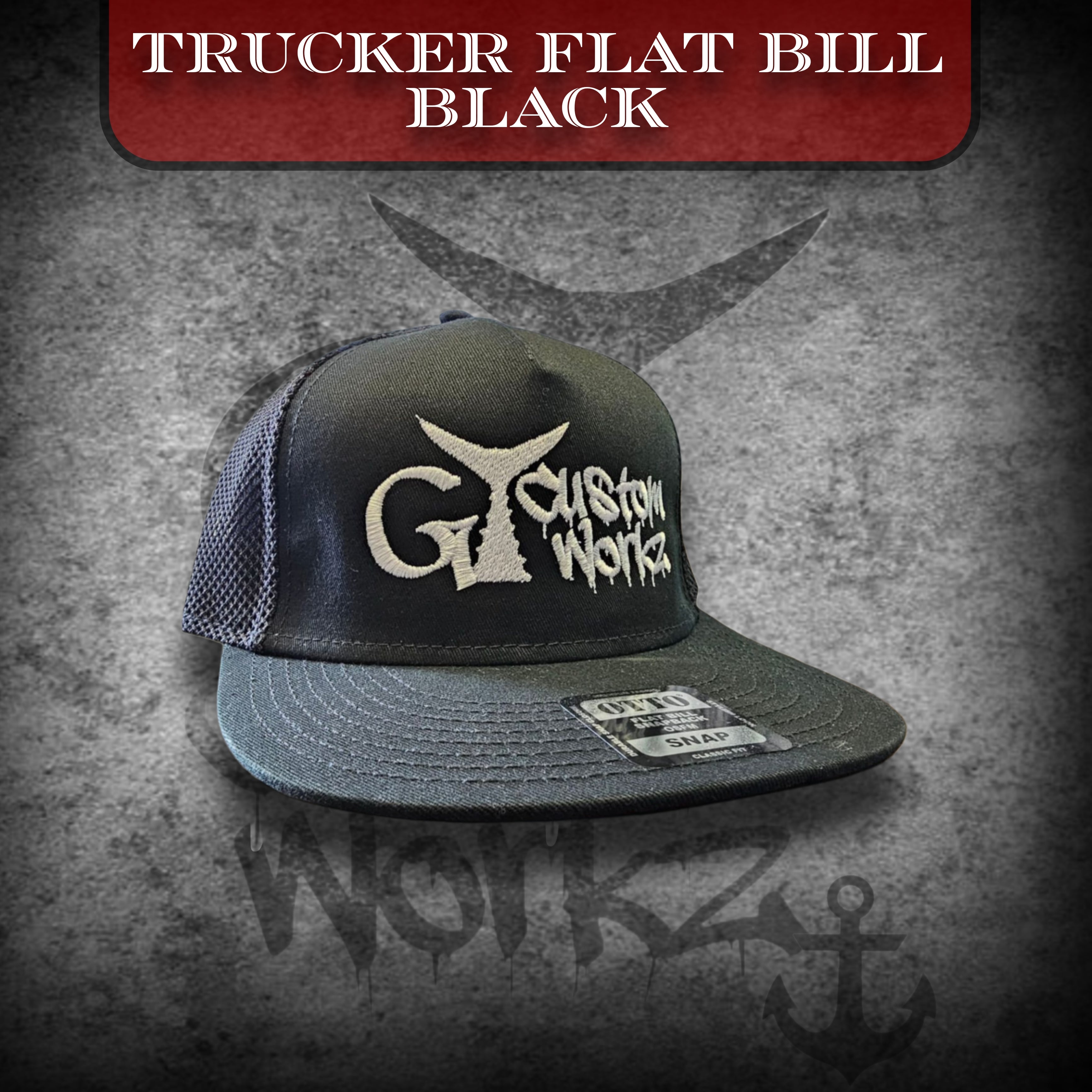 Trucker Flat Bill – Black